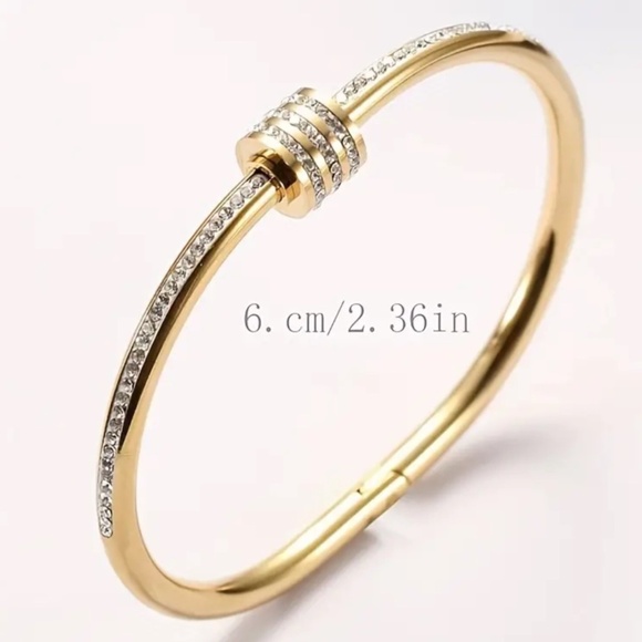 Classic 10k Gold Plated Cz Diamond Bangle bracelet - Picture 9 of 16